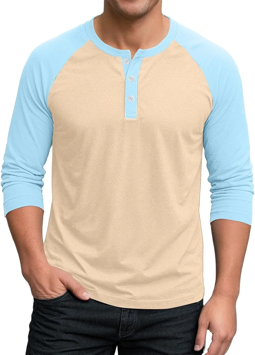 Мужская бейсбольная футболка с рукавом 3/4 Casual Raglan, Beige