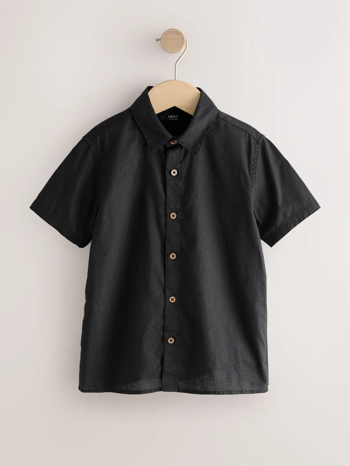 Рубашка с коротким рукавом из льняной смеси, Black Next