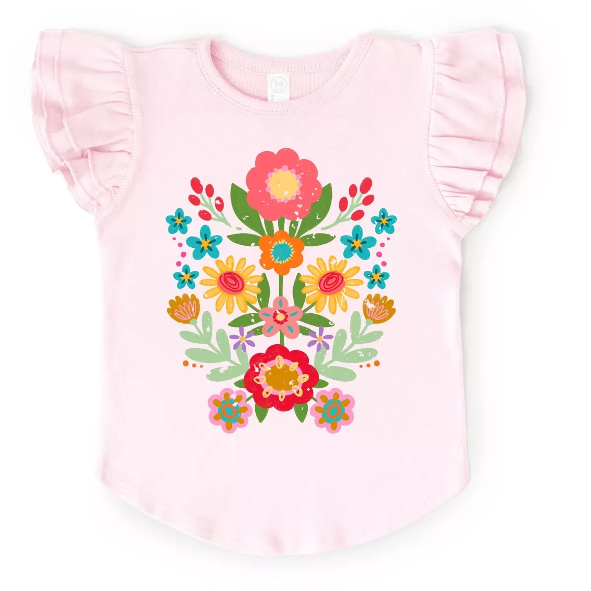 Детская футболка с принтом Folk Art Florals Distressed The Juniper Shop, Ballerina