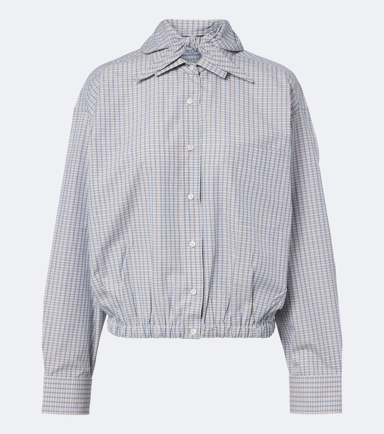 Рубашка хлопковая в клетку Prada, синий