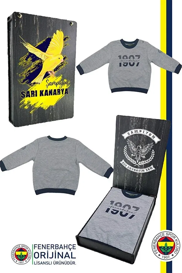 Для мальчиков свитшот с длинным рукавом Fenerbahçe, Gray - Navy Blue