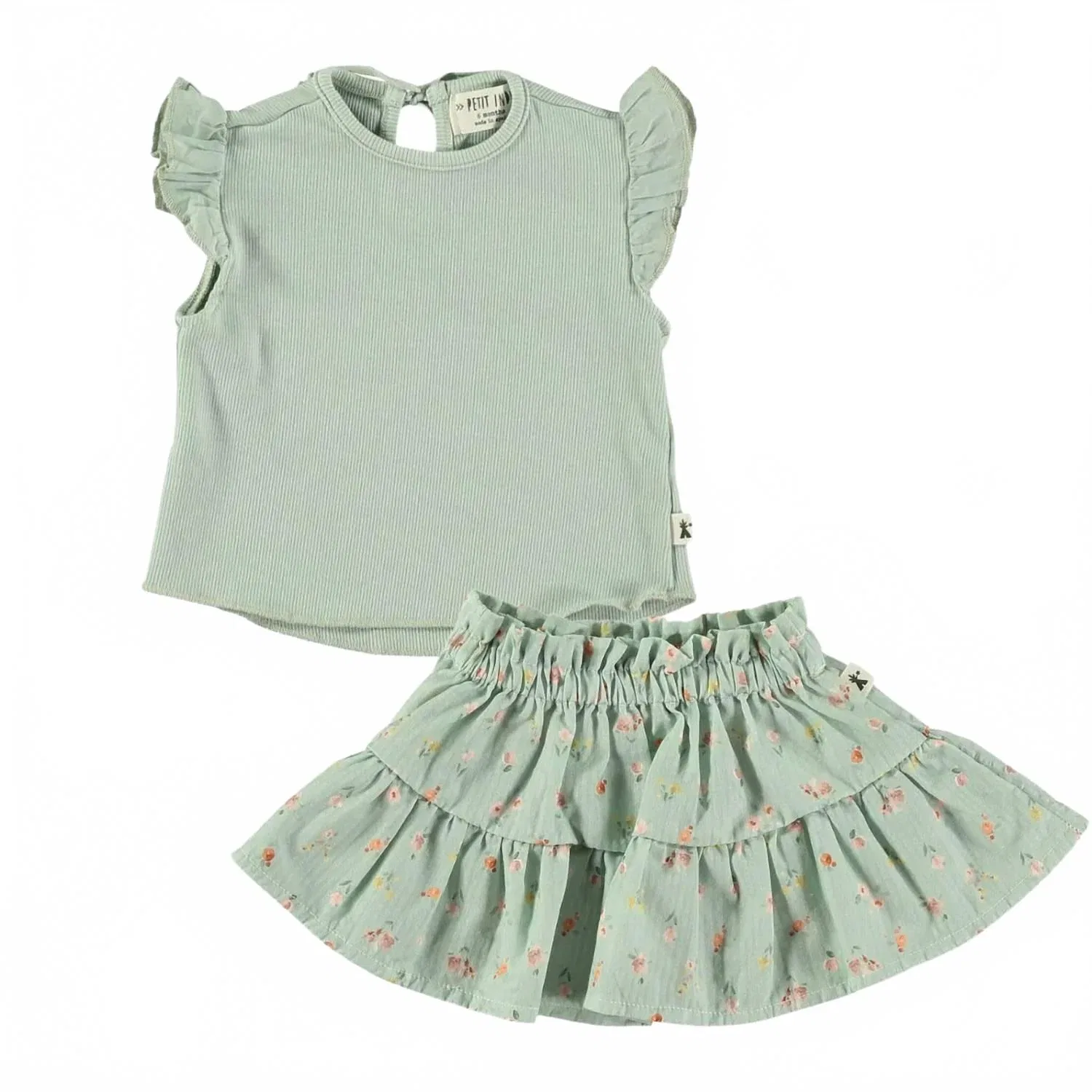 Детская юбка с принтом цветов модель Floral Skirt Petit Indi, зеленый — фото 2