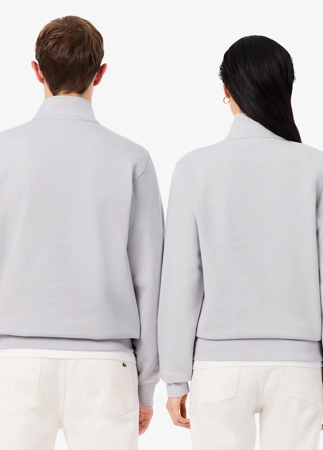 Свитшот Lacoste Classic Fit Gri-ACZ, полузастежка, серый — фото 3