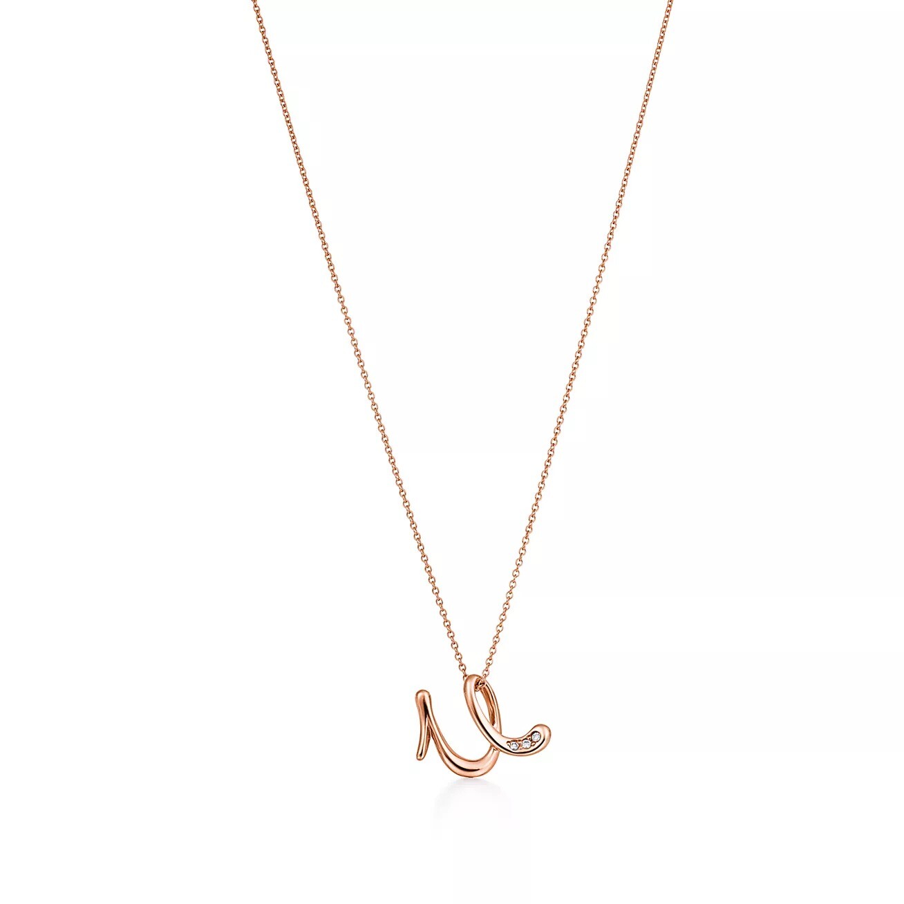 

Колье Tiffany & Co. x Elsa Peretti Alphabet Letter "U", розовое золото/бриллианты