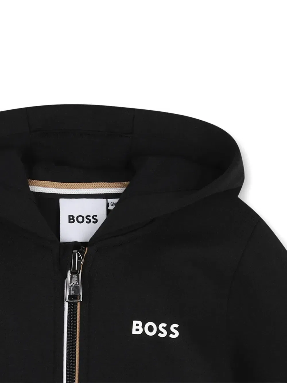 Худи на молнии с логотипом Boss Kidswear, черный — фото 3