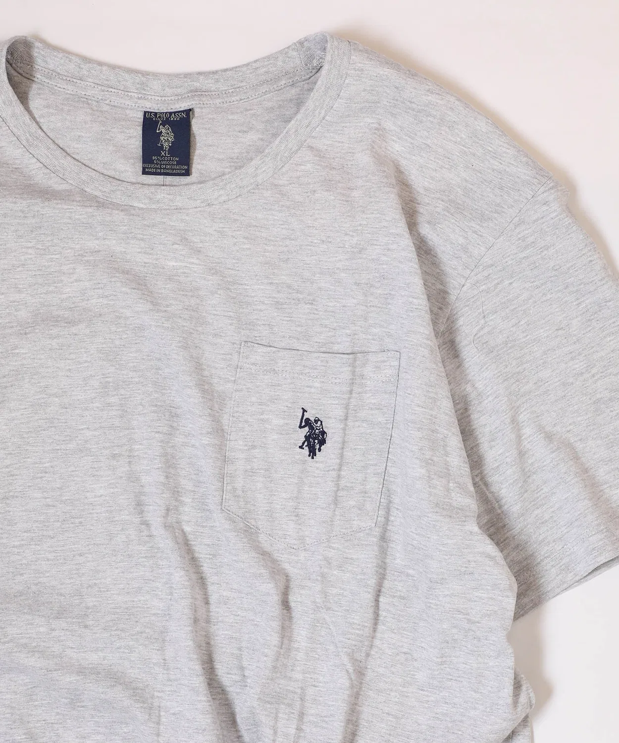 Мужская футболка с длинным рукавом хлопковая, с принтом Big Silhouette One-Point Pocket Crew Neck U.S. POLO ASSN., Grey