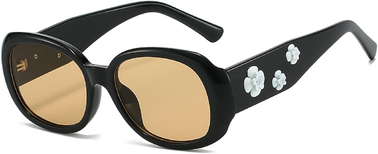 

Ретро-солнцезащитные очки Camellia овальной формы для женщин с защитой UV400, предназначенные для активного отдыха на природе, элегантные, компактные, изящные, в винтажном стиле mincl, Black Champagne