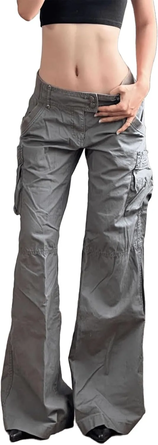 

Женские низкие мешковатые карго джинсы с двойной пуговицей Djeanxa