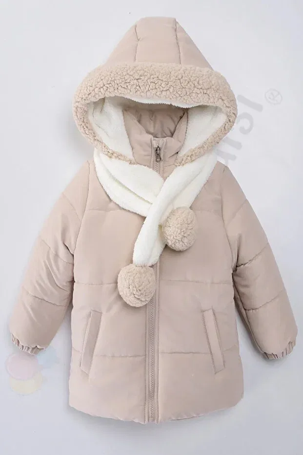 Детское пальто для девочек с капюшоном Bebek Vadisi, Beige