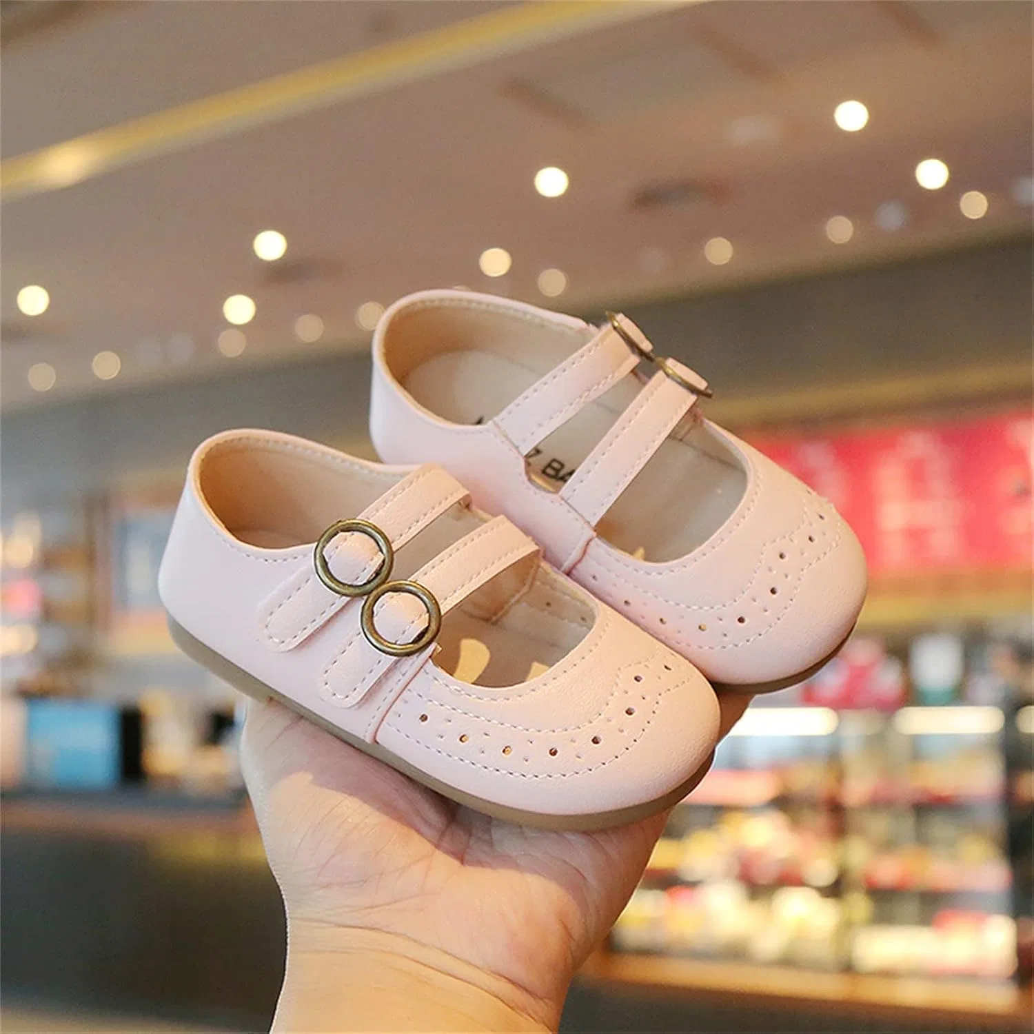 Детские ботинки для девочек с перфорацией Link Shoes Summer And Autumn, Pink — фото 3