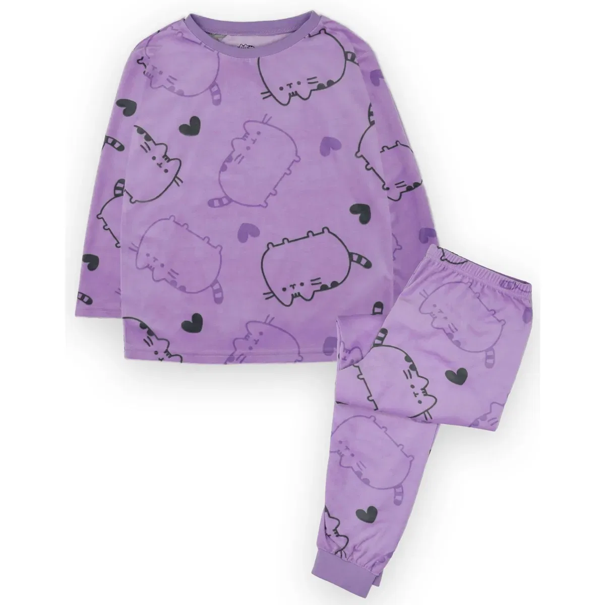 Детский комплект пижамы с длинным рукавом с принтом Pusheen, Purple