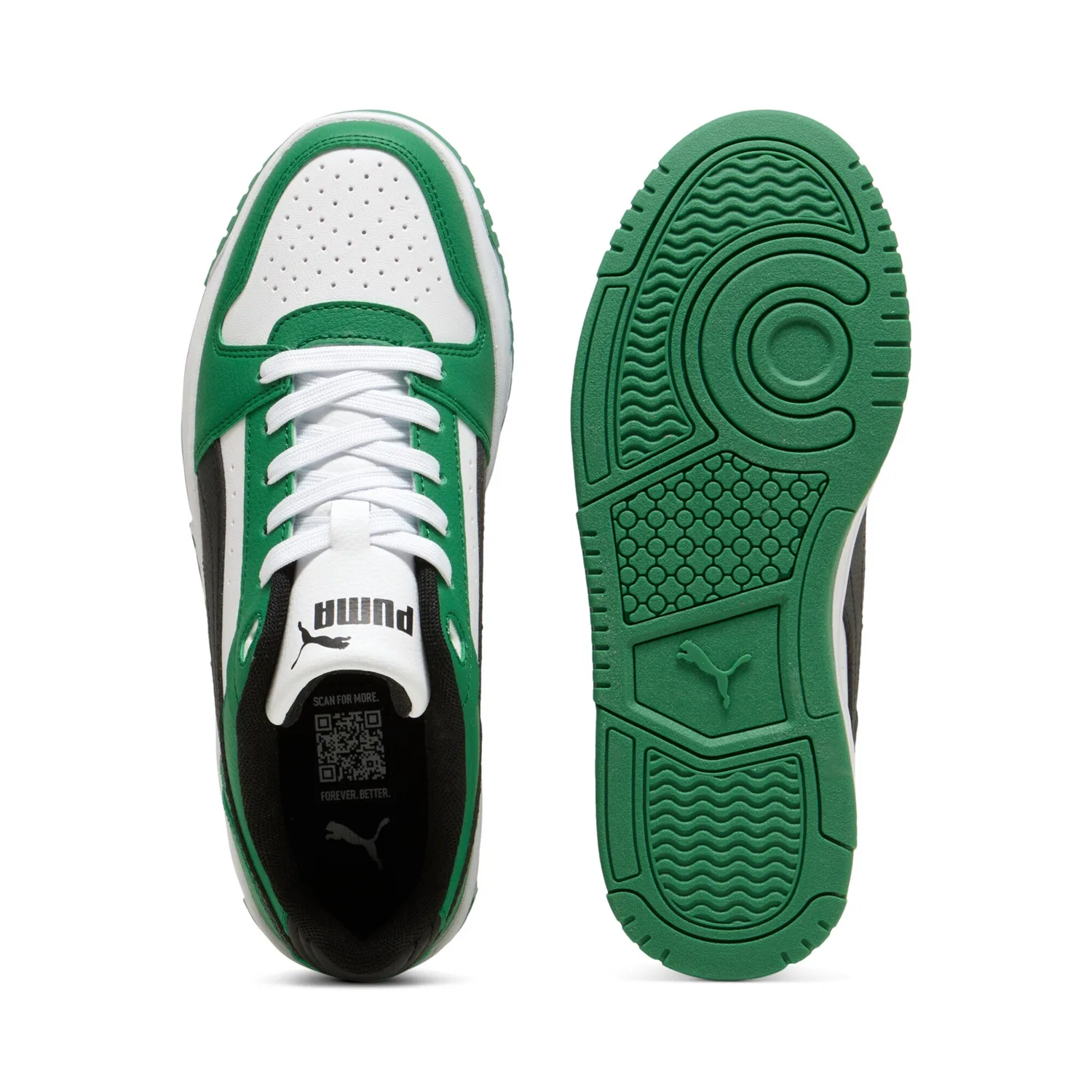 Детские кроссовки низкие с шнуровкой PUMA, Archive Green/Black/White — фото 4
