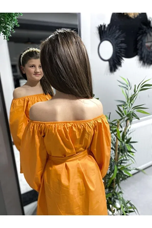 Детское платье для девочек с длинным рукавом Amiirbabyy, Orange — фото 2
