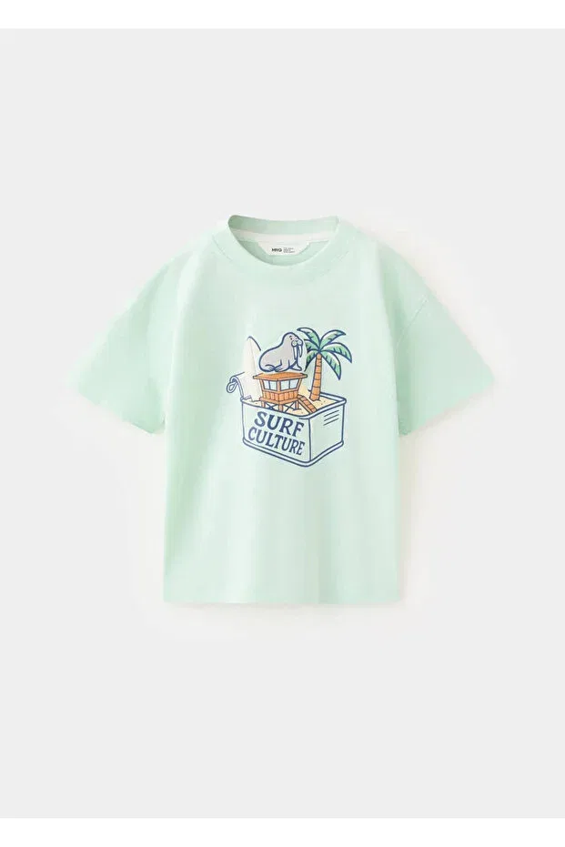 Детская футболка с принтом Mango Baby, Water Green — фото 2