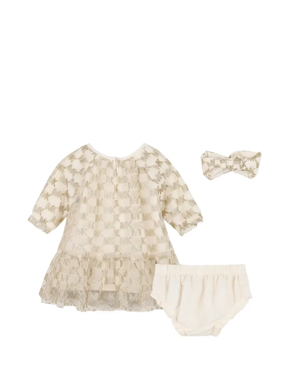 Платье с оборками и логотипом Michael Kors Kids, бежевый — фото 2