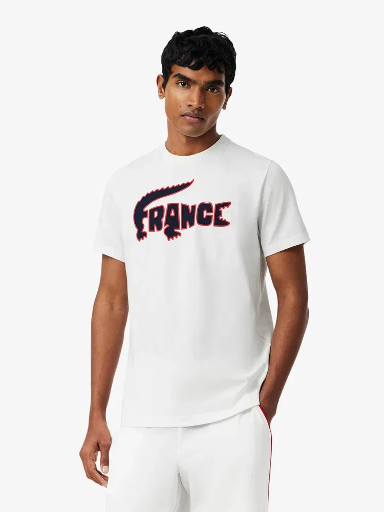 Футболка теннисная Tricolor Big Croc LACOSTE, White