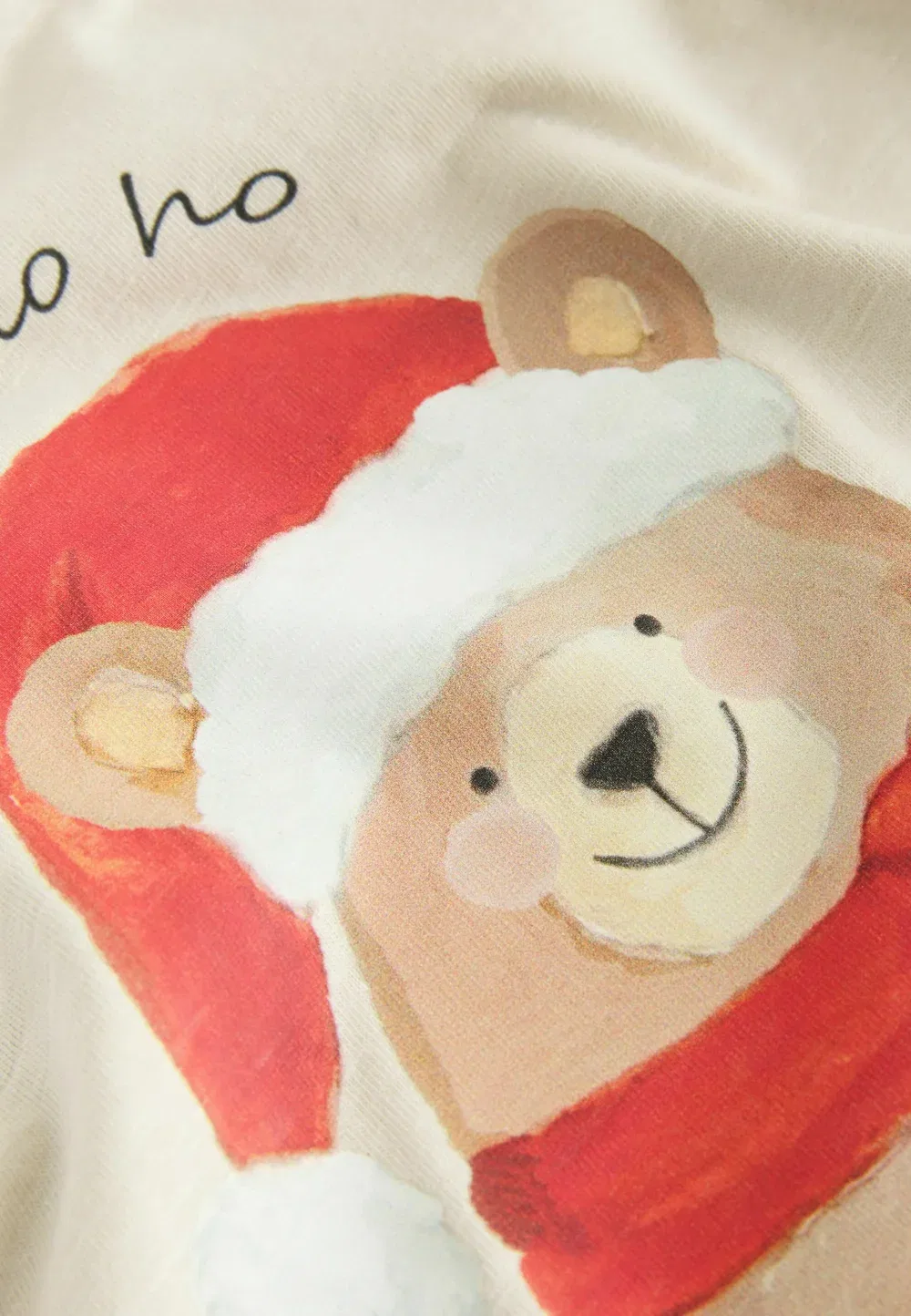 Футболка с длинным рукавом, стандартного кроя Next, Cream Bear With Santa Hat — фото 2