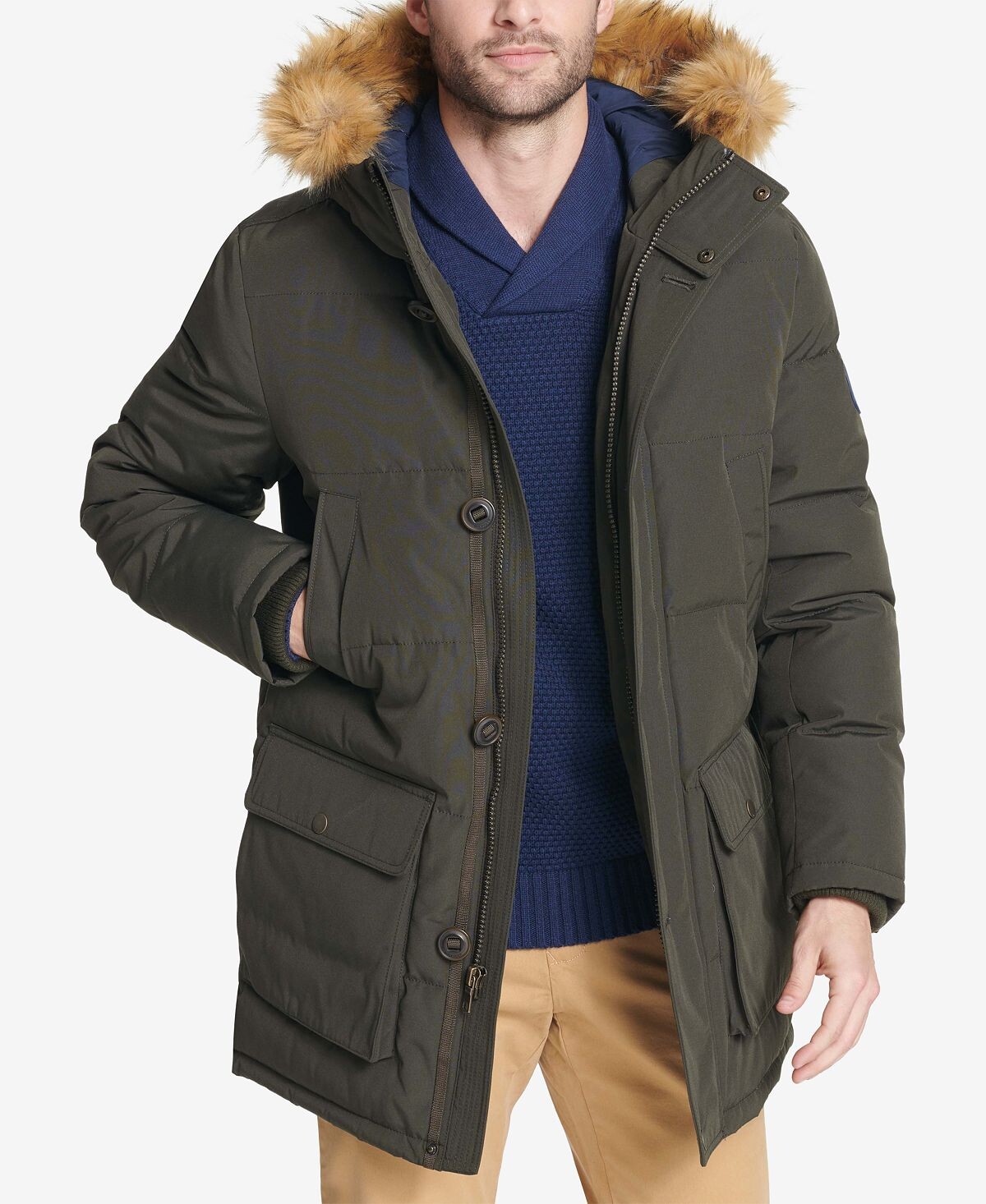 Мужское тяжелое длинное пальто для снорклинга Tommy Hilfiger, мульти — фото 2