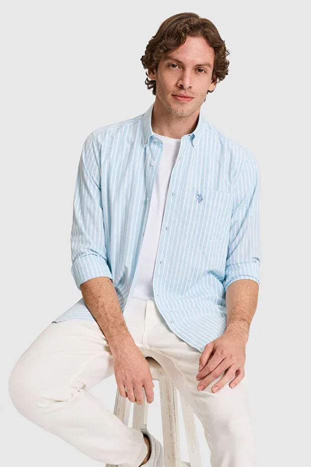 Мужская рубашка с длинным рукавом в полоску U.S. Polo Assn., Blue