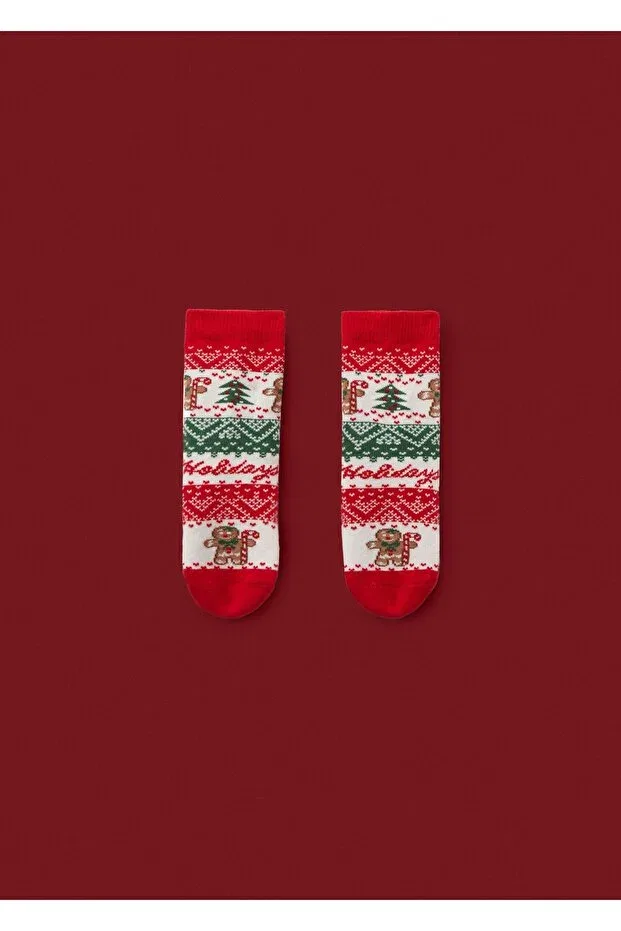 Детские носки для новорожденных с нескользящей подошвой Family noel Calzedonia, Norwegian Red