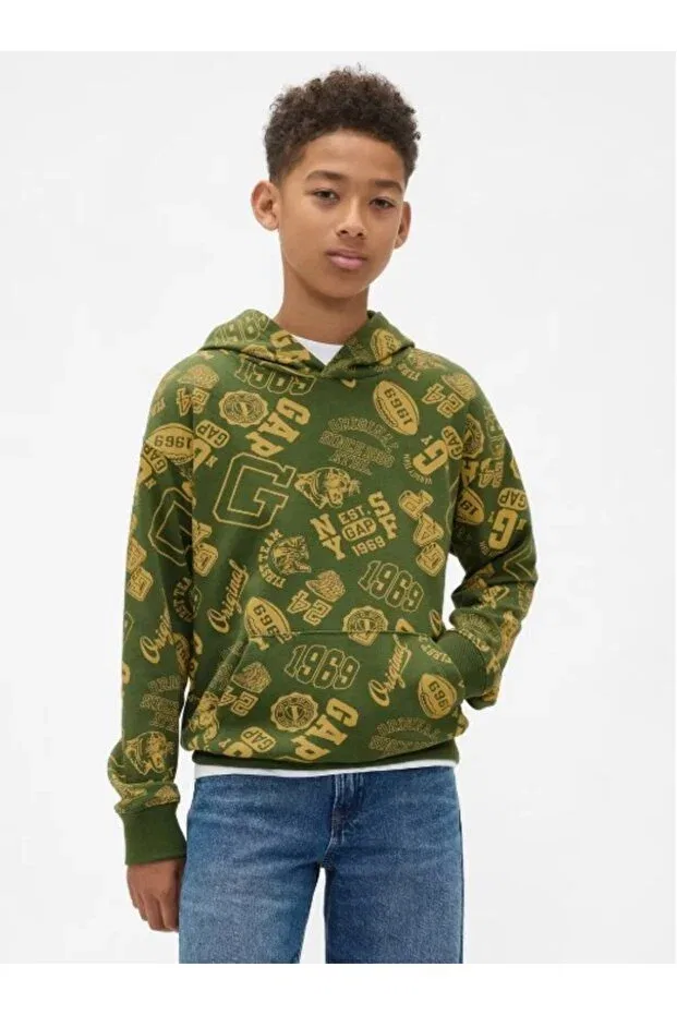 Детские свитшот для мальчиков с принтом Logo Gap Kids, Green