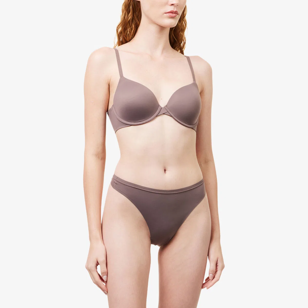 Идеально облегающие эластичные тканые стринги Calvin Klein, коричневый — фото 2