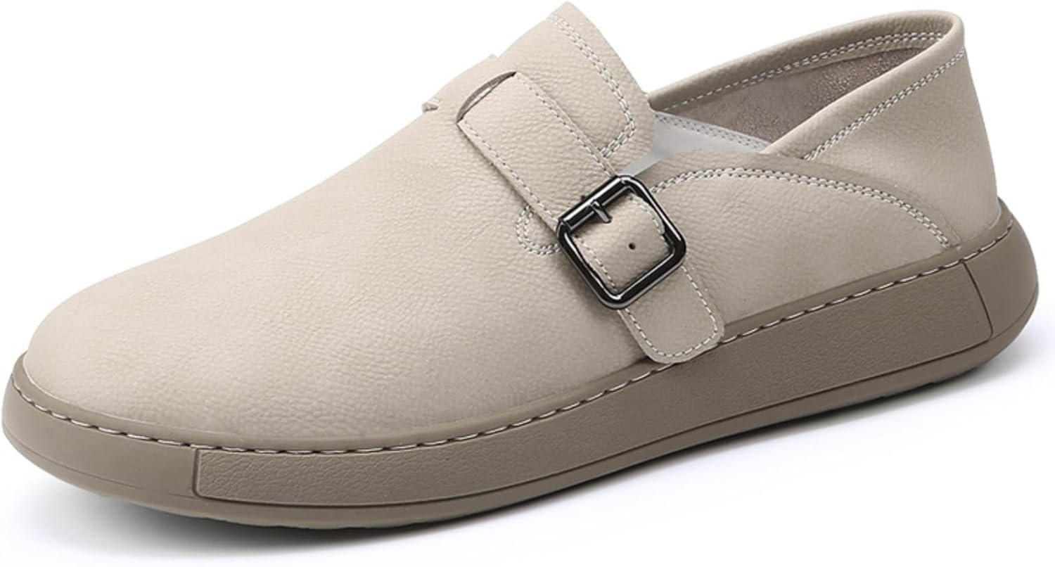 

Мужские модные туфли с пряжкой - повседневная обувь, стильный и удобный вариант - идеально подходят для прогулок по городу, креативных рабочих мест и повседневных выходов Kpdwfms, белый