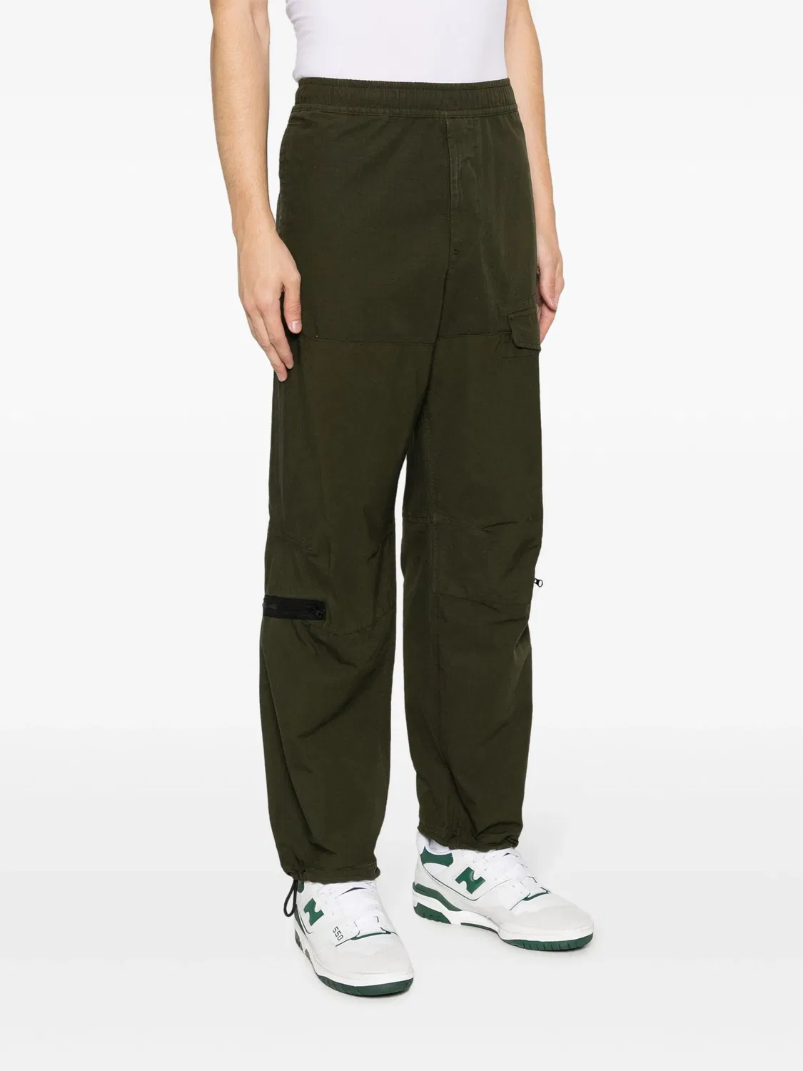 Штаны-карго суженного кроя из рипстопа Stone Island, зеленый — фото 3