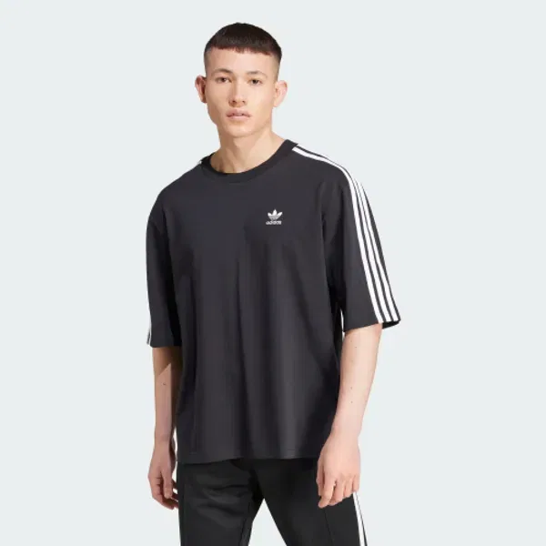 Футболка оверсайз с 3-полосным дизайном, Adicolor, Adidas, черный — фото 3