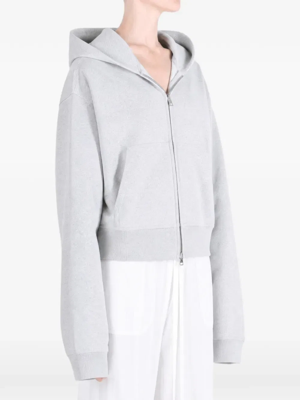 Худи укороченное на молнии Alexander Wang, серый — фото 3