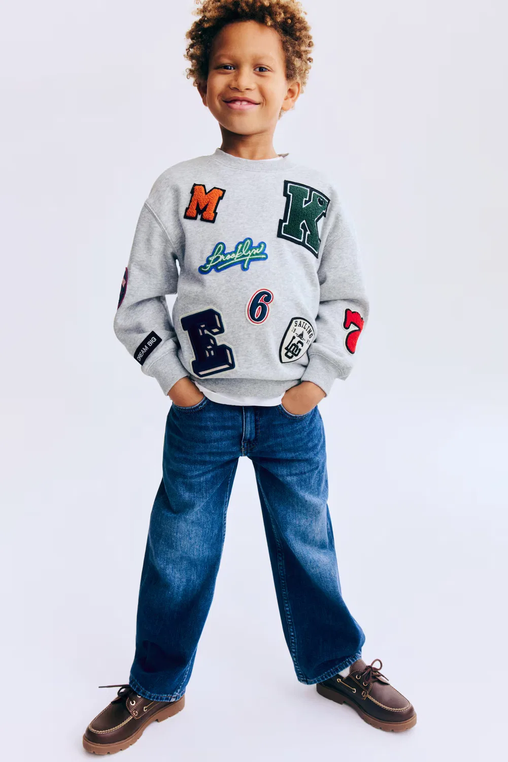 Мягкая толстовка с аппликациями H&M, Hellgraumeliert/Aufnäher — фото 2