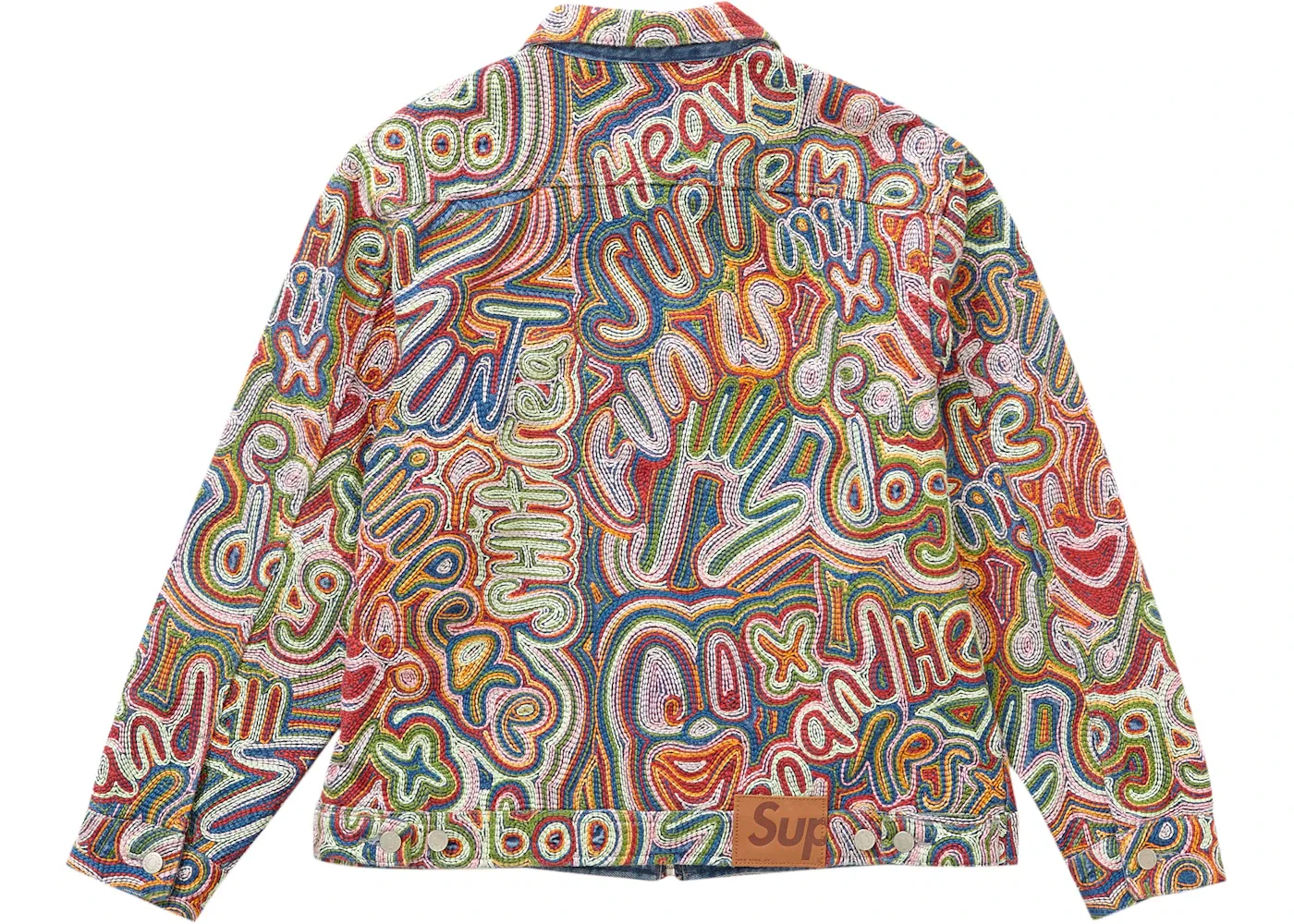 Мужская джинсовая куртка с цепной вышивкой Supreme, Multicolor — фото 3