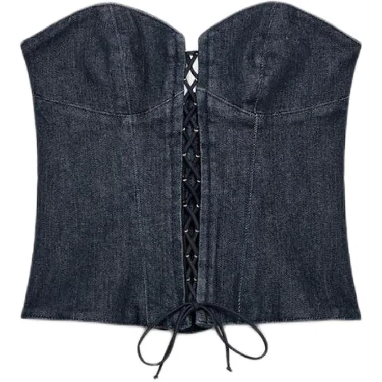 Женский топ без бретелек Dark Indigo Cyan ZARA, Dark Indigo Cyan