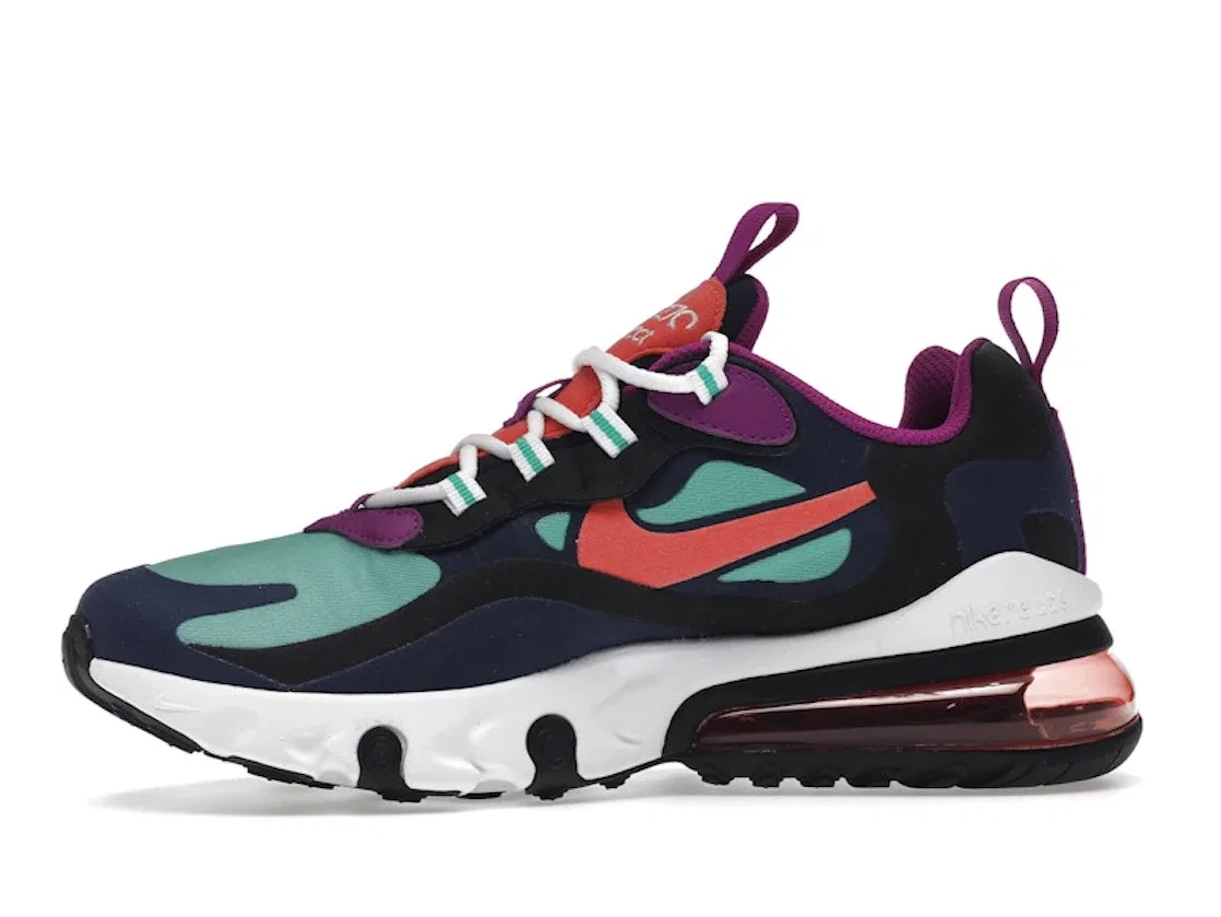 Детские кроссовки Lifestyle Nike Air Max 270 React, Blue Void/Black/Kinetic Green/Magic Ember — фото 3