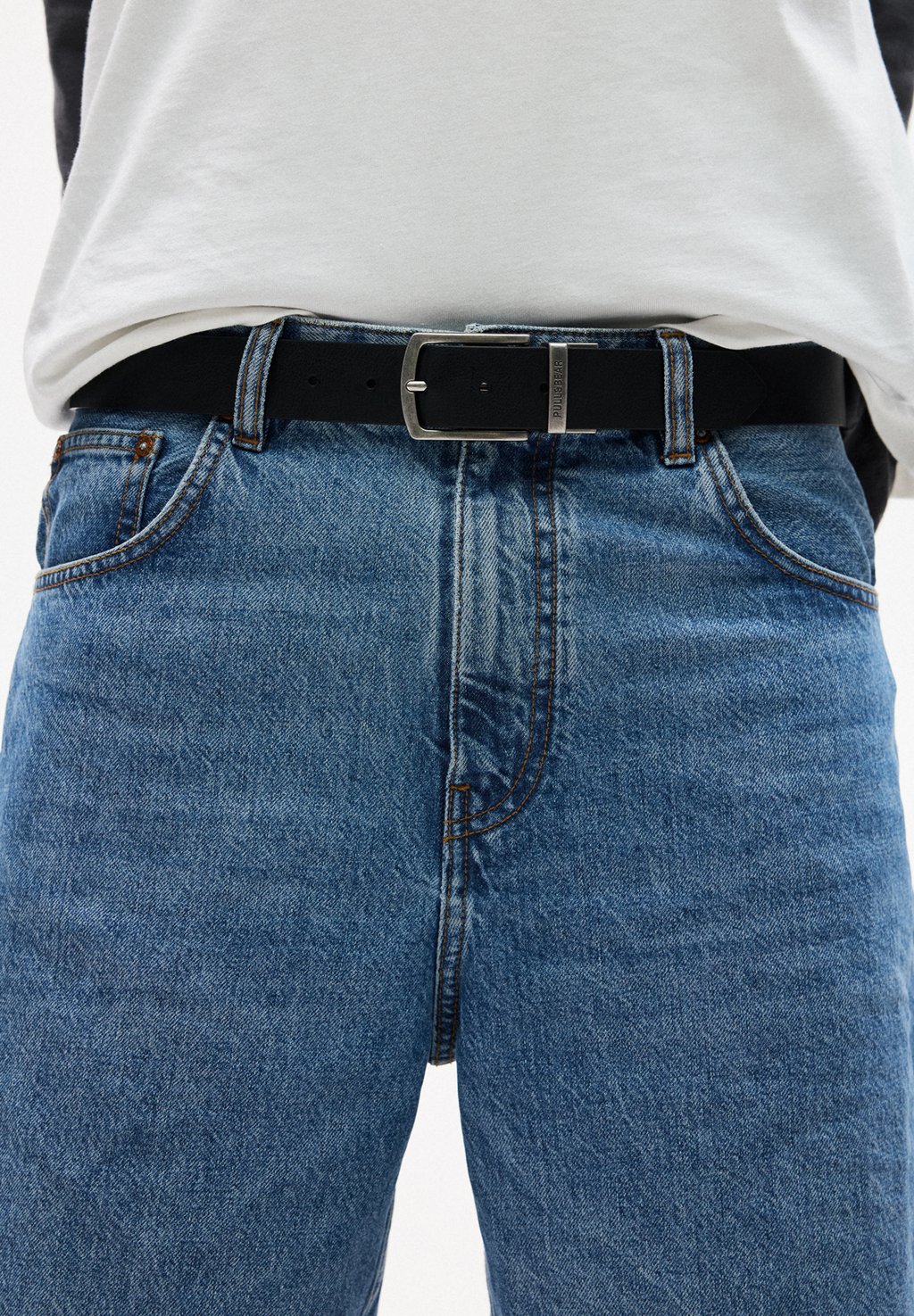 

Пояс WITH LOGO AND BUCKLE PULL&BEAR, синий