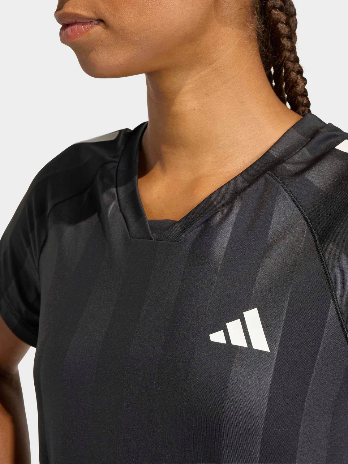 Футболка с тиснением в полоску adidas, черный — фото 4