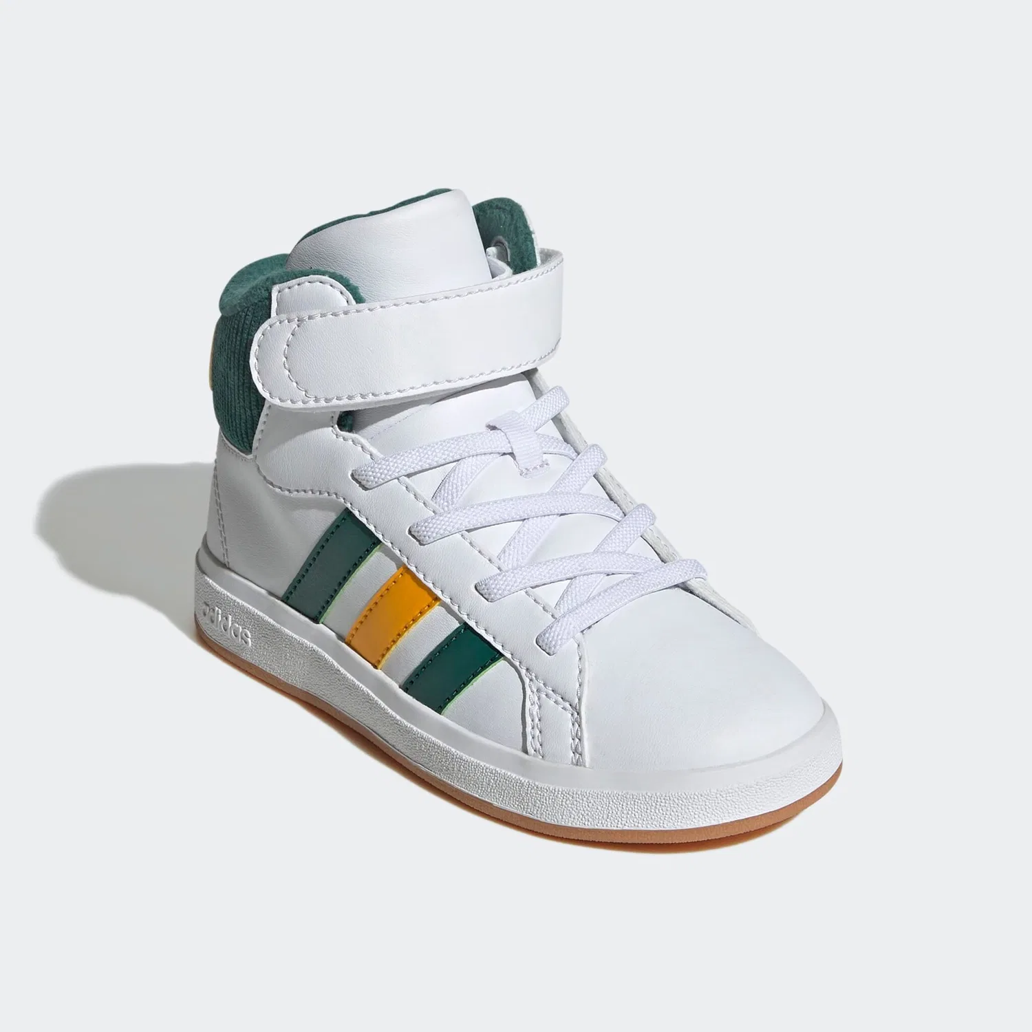 Детские кроссовки полувысокие Grand Court Adidas Sportswear, Cloud White/Collegiate Green/Collegiate Gold