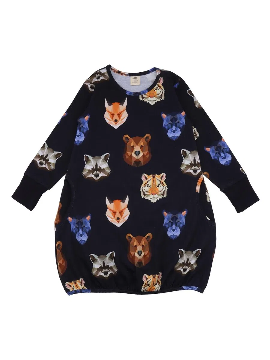 Платье Walkiddy 'Reflection Animals' темно-синего цвета