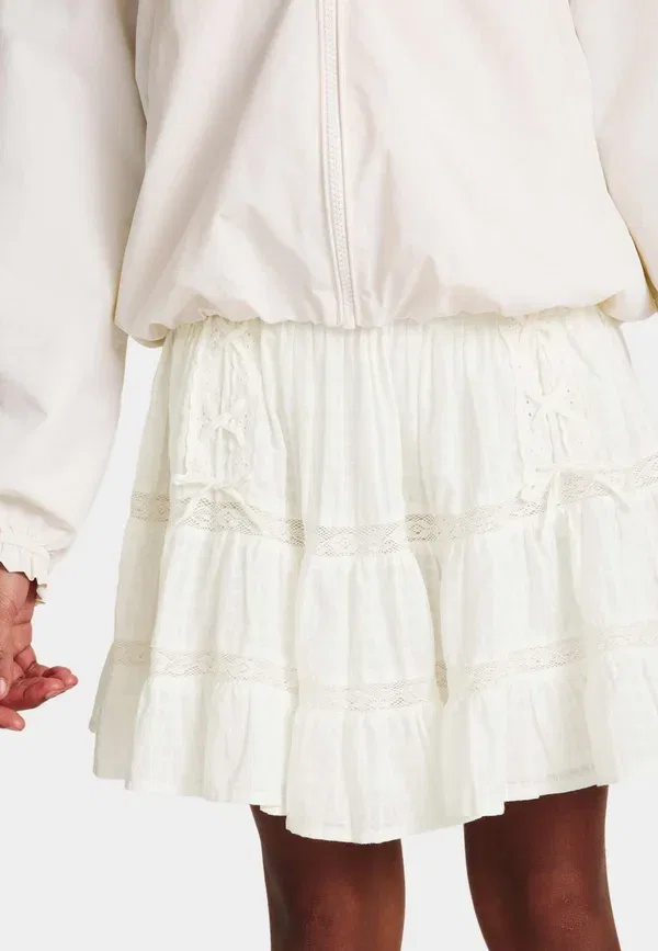 Юбка хлопковая A-line skirt Marks & Spencer, Ivory, слоновая кость — фото 3