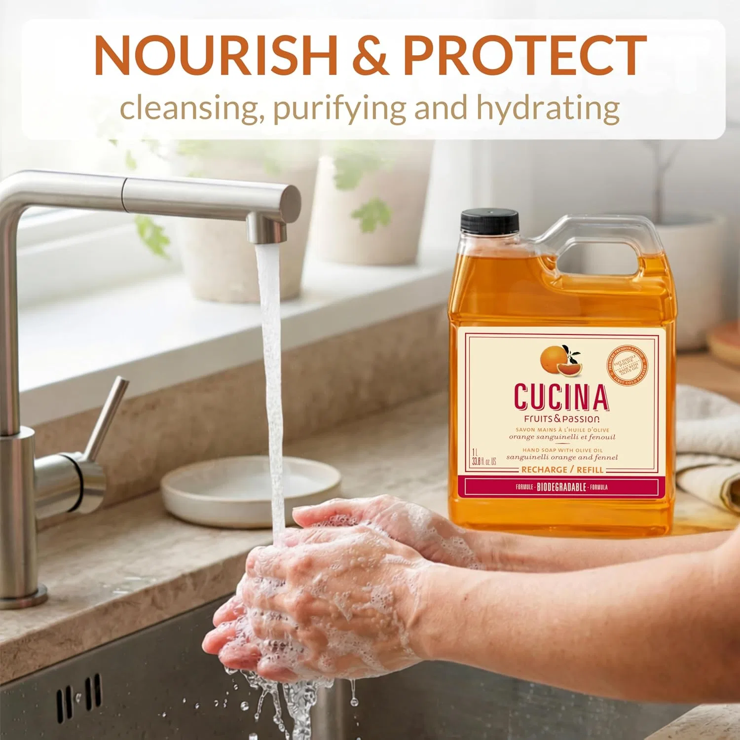 Гель для мытья рук Cucina Purifying Hand Wash, Sanguinelli Orange and Fennel, 999.58 мл — фото 3