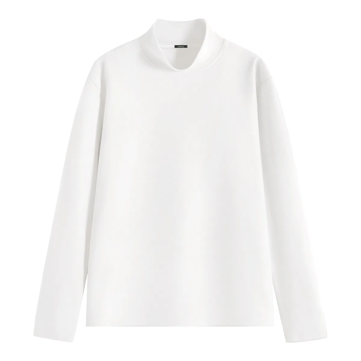 Детская футболка с принтом Half Turtleneck Thickened And Fleece Lined Straight Fit MINISO, Black With White Text Chest Logo — фото 3