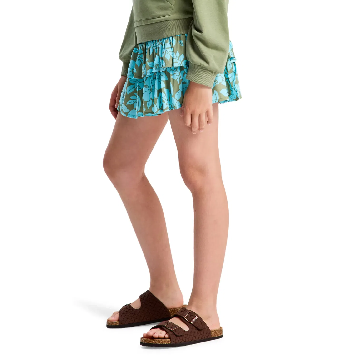 Детская юбка для девочек с воланами Glow Girl Mini Roxy, Verde Oliva — фото 3