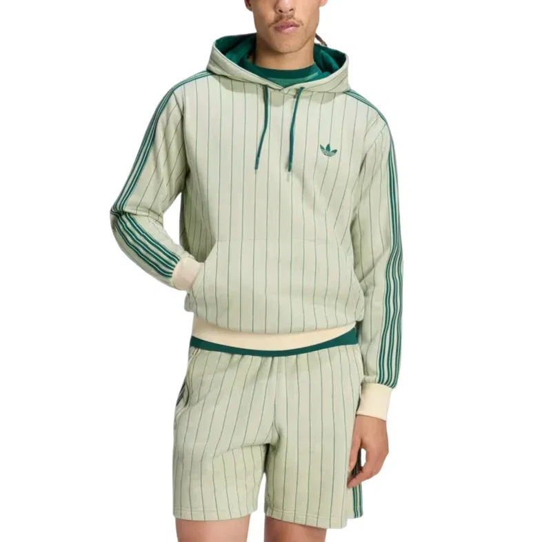 Мужское худи с принтом Pinstripes Adidas, зеленый — фото 2