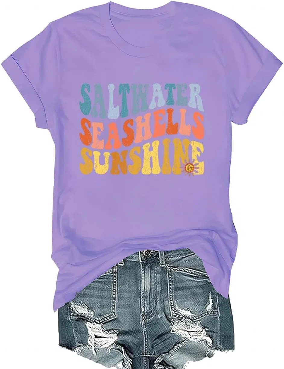 Футболка с принтом Saltwater Seashells Sunshine, Purple