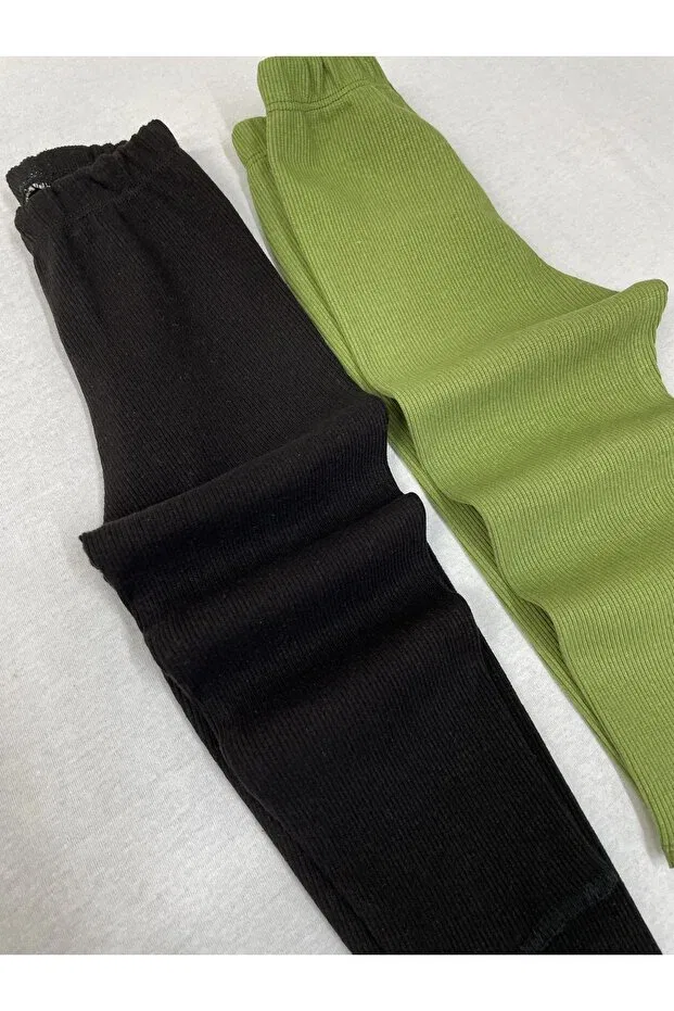 Детские леггинсы для девочек хлопковые Berat Moda, Black - Light Green