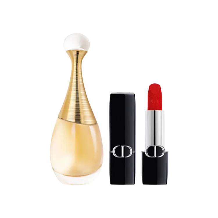 Женский парфюмерный набор с помадой DIOR, Realme Perfume 30ml, #720 Intense Blue Gold Lipstick Red Velvet 3.5g, DIOR, Black — фото 4