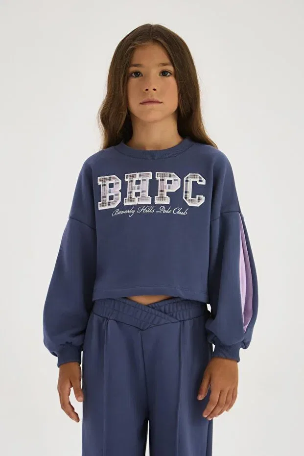 Детские свитшот для девочек с принтом Beverly Hills Polo Club, Indigo — фото 2