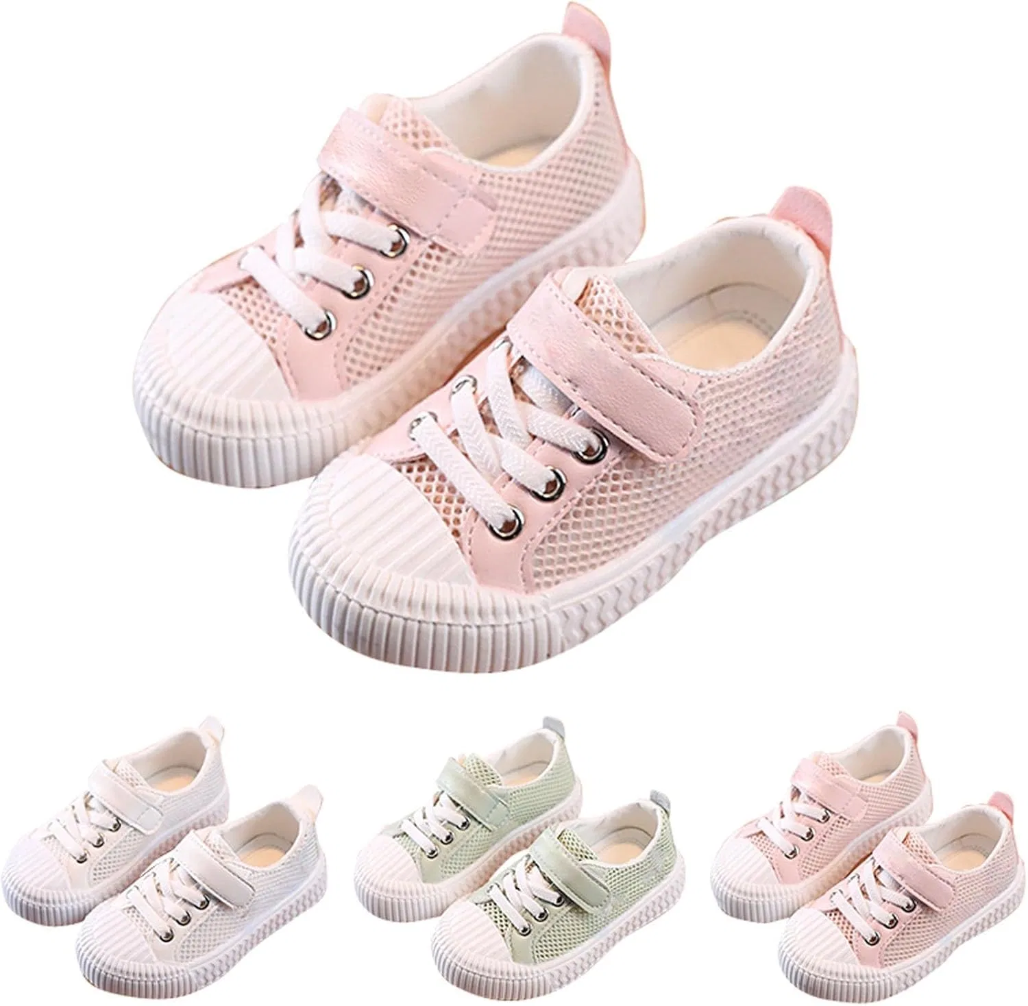 Детские кеды на шнуровке с кантом из сетки, Pink