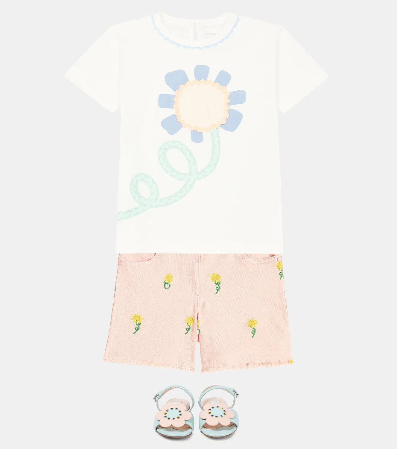 Шорты джинсовые с цветочной вышивкой Stella Mccartney Kids, розовый — фото 2