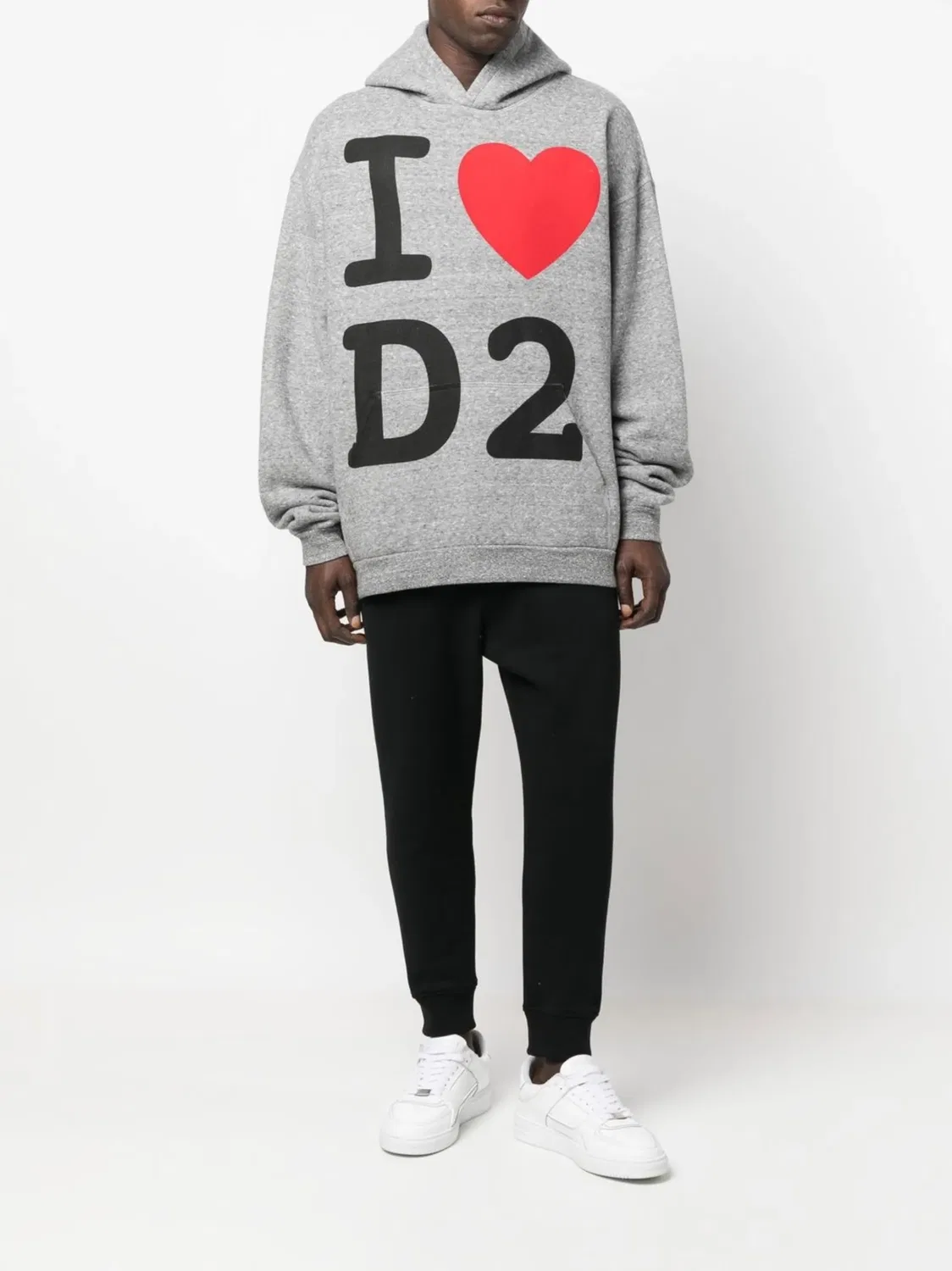 Худи с графическим принтом из хлопка DSQUARED2, серый — фото 2